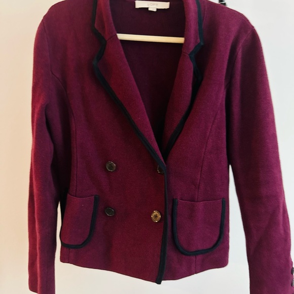 LOFT Burgundy Double-Breasted Blazer - Picture 9 of 9